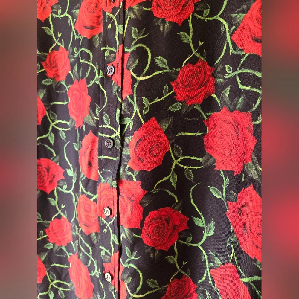 Alexander Wang Rose Print Silk Blouse Size 2 - Picture 3 of 7